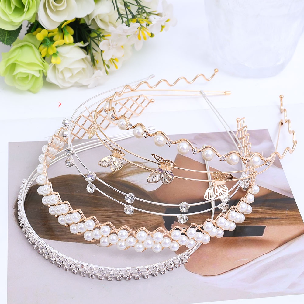 Hair Hoop Hairbands Ladies Pearls Fashion Wanita Aksesoris Rambut Gadis Bando Korea Elegan Kupu-Kupu Temperamen Hiasan Kepala