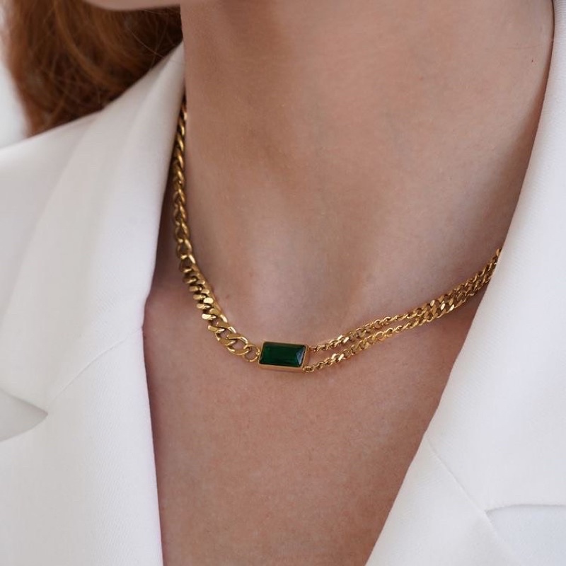 Ark.co - KRYPTONITE (necklace ; bracelet ) emerald black choker chain necklace kalung rantai hijau statement minimalis