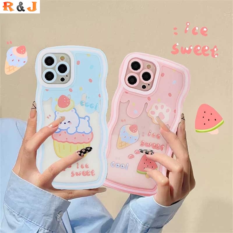 Samsung A04 A04 A04E A04S A13 A03 A03S A23 A22 A21S A12 A02S A11 A51 A10 A30 A50 A52 A20S A10S M12 A71 A73 A53 A33 A32 Ice Cream Bear Wave Edge TPU Phone Case Cover