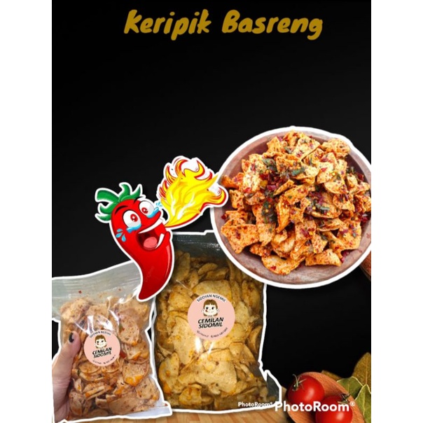 

Keripik Basreng Pedas daun Jeruk Gurih Sidomil 500g. /Keripik Kriuk Baso Goreng