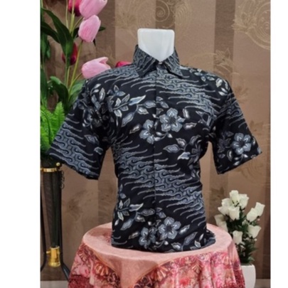 KEMEJA BATIK PRIA / KEMEJA MOTIF BATIK LENGAN PANJANG DAN LENGAN PENDEK MOTIF KERASAKTI SILVER