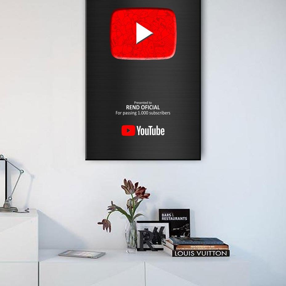 Tren Kekinian.. TERBARU REPLIKA CUSTOM NAMA BLACK PLAY BUTTON 1000 SUBSCIBER PENGHARGAAN YOUTUBE
