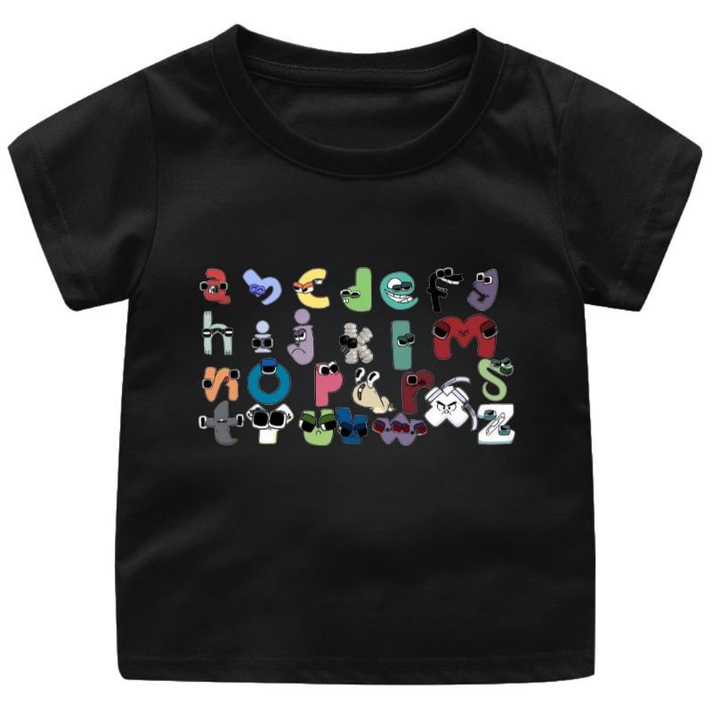 BAJU KAOS ANAK COWOK/CEWEK 1-12 TAHUN ALPHABET LORE VIRAL(POLOS)