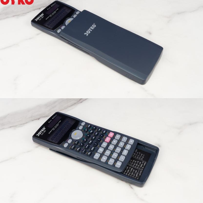 

JU7★ Calculator Kalkulator Joyko CC-25 Scientific 401 Functions >Product Size ( Ukuran Produk ): Panjang 15.6 cm x Lebar 8.2 cm x Tinggi 1.7 cm >Dual Power ( Solar & Battery ) >Type Battery Button Cell AG13 >10x2 Digits Display >Big Digits Display >401 F