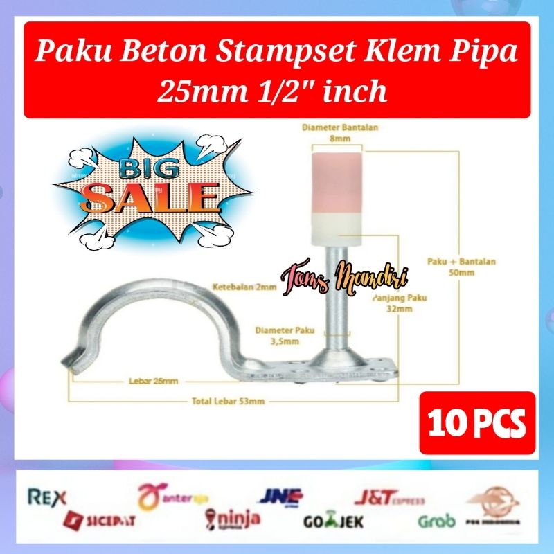 Jual Paku Beton Stampset Klem Tembak Beton Ramset Per Box Klem Pipa