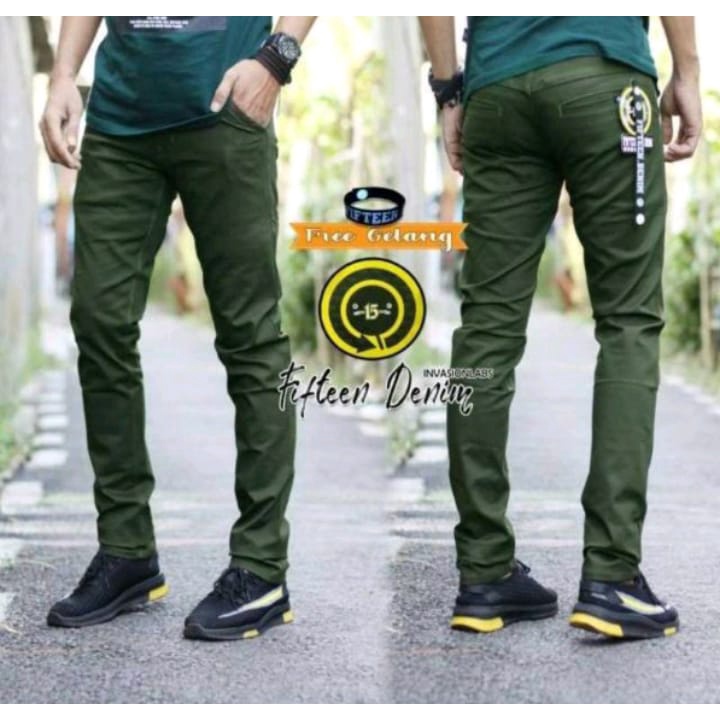 CELANA PRIA CHINO Slim fit Panjang Pria Kerja kantor Santai Liburan Cowok Original Fifteen Denim