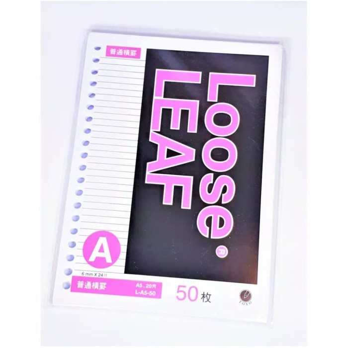 

LOOSE LEAF KERTAS BINDER REFILL ISI BINDER A5 20 RING GARIS ISI 50