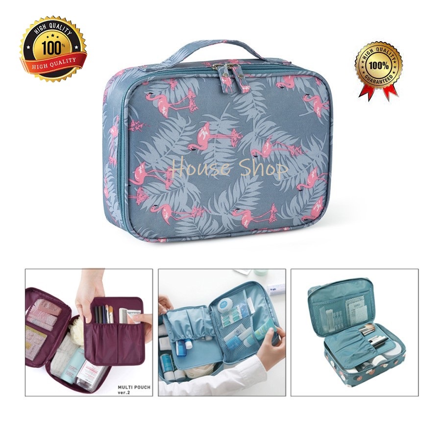 HS-0206 Tas Kosmetik Premium-Organizer Pouch Cosmetic Serba Guna-Travelmate Korean Travel Cosmetic Bag -Tas Traveling Kosmetik