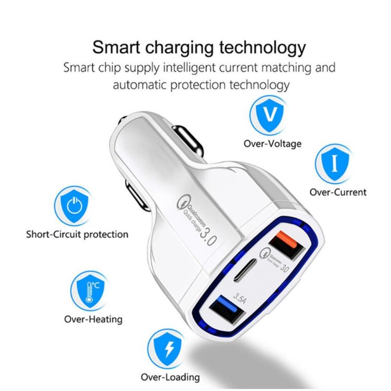 Cesan mobil fast charging 7A 3 port Qualcomm casan motor Nmax PCX Genio universal