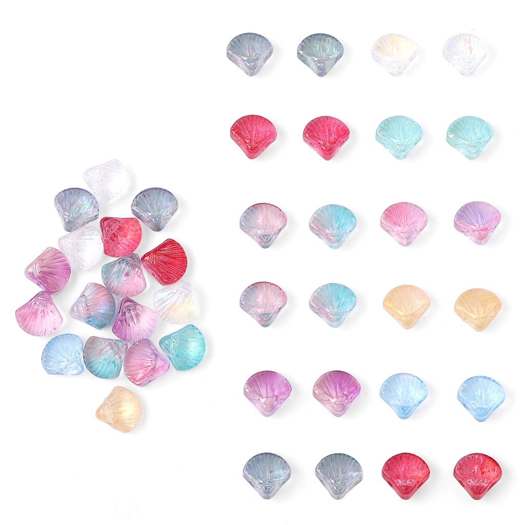 10mm 20pcs /Bag Manik-Manik Kerang Kaca Fashion Multicolor Untuk Membuat Perhiasan DIY