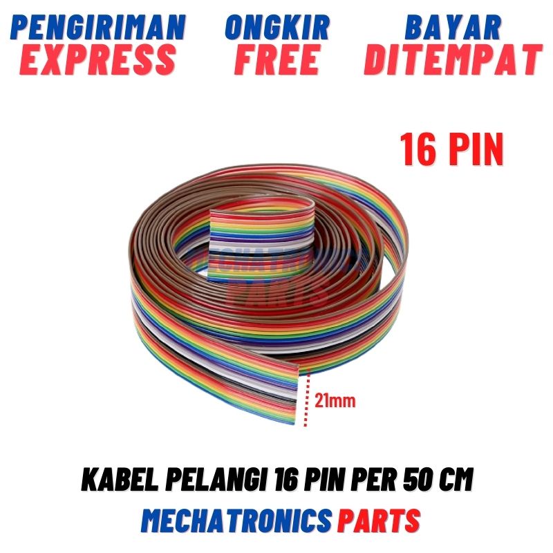 [DEV-9223] KABEL PITA PELANGI 16P PER 50CM FLAT CABLE RAINBOW 16 WIRE