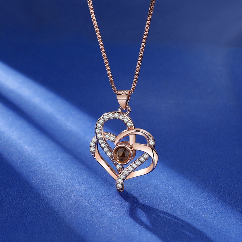 Rose Gold 100bahasa I Love You Proyeksi Liontin Kalung Cinta Romantis Memori Pernikahan Kalung Untuk Wanita