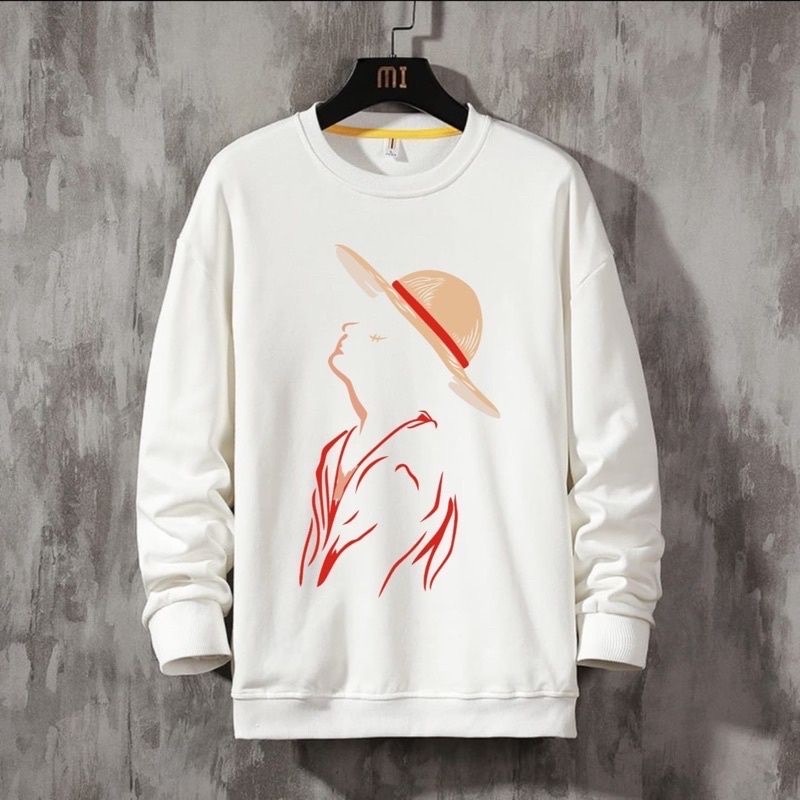 luffy Alone Sweatshirt Basic II ONE PIECE ANIME Sweater Crewneck Print DTF II Sz M - XL Anak &amp; Dewasa ( Pria &amp; Wanita )