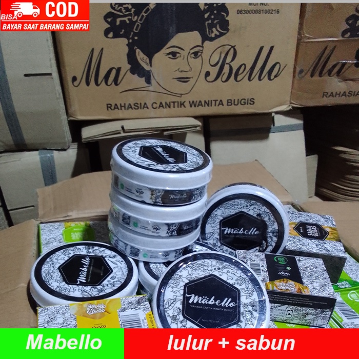 Mabello paket sabun beras hitam dan lulur hitam original 100 gr pemutih  pencerah badan  BPOM