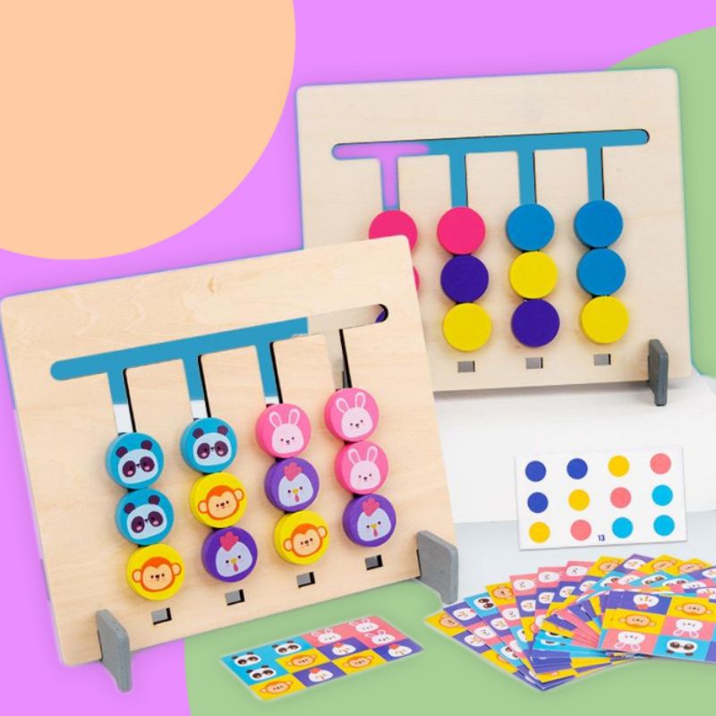 Logic Game Papan cocok Warna dan Gambar Mainan Montessori