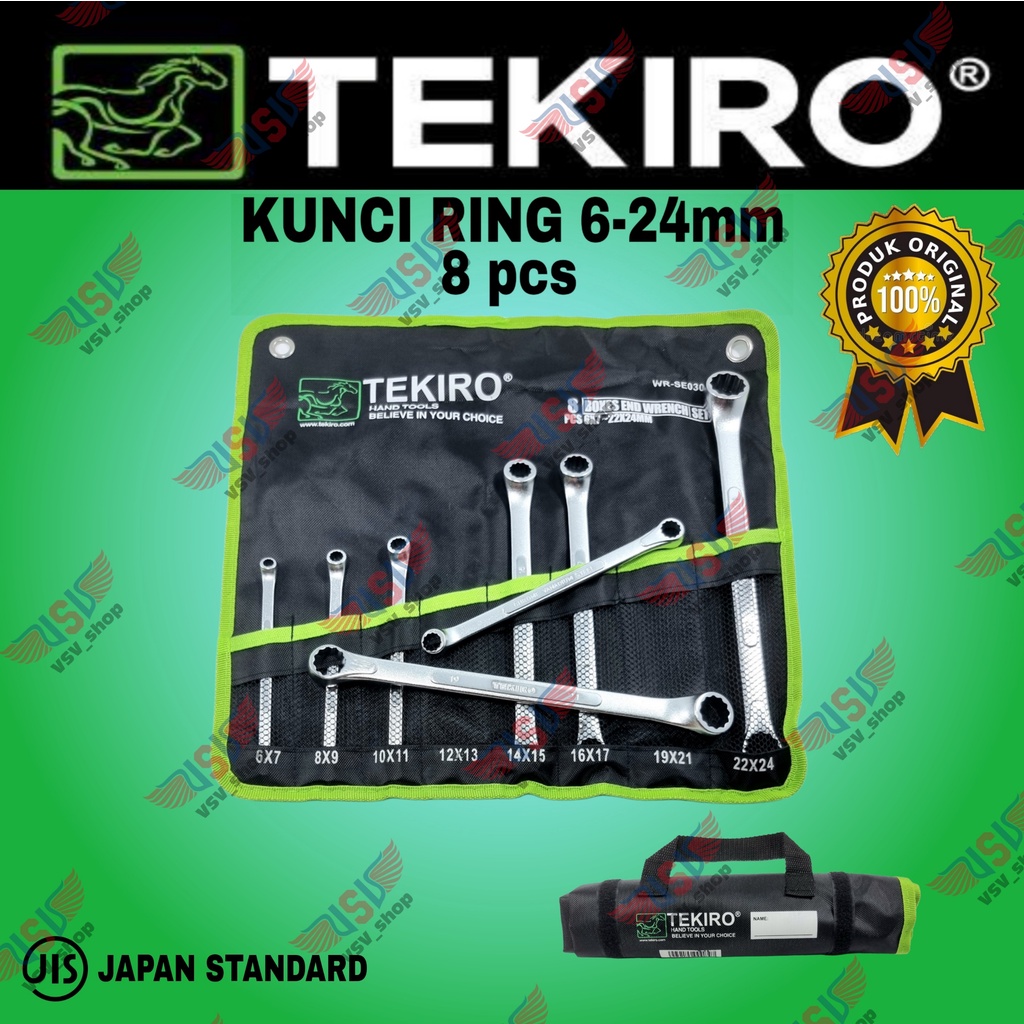 Tekiro kunci ring ring set 8 pcs 6-24mm / boxes end wrench set tekiro