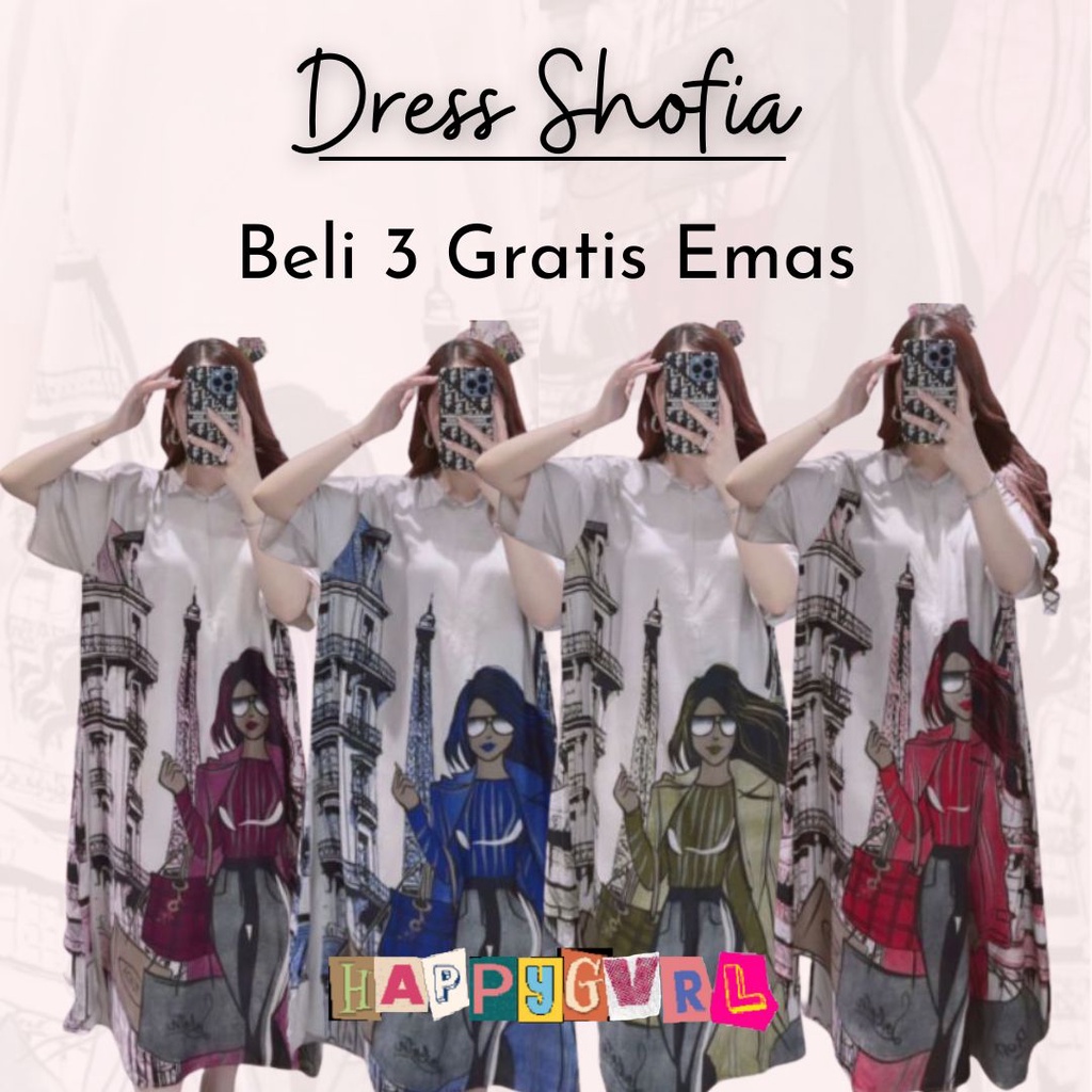 ( Beli 3 Gratis Emas) Baju Daster Dress Shofia Busui Kekinian Murah Wanita Jumbo LD 120 Kimono Rayon