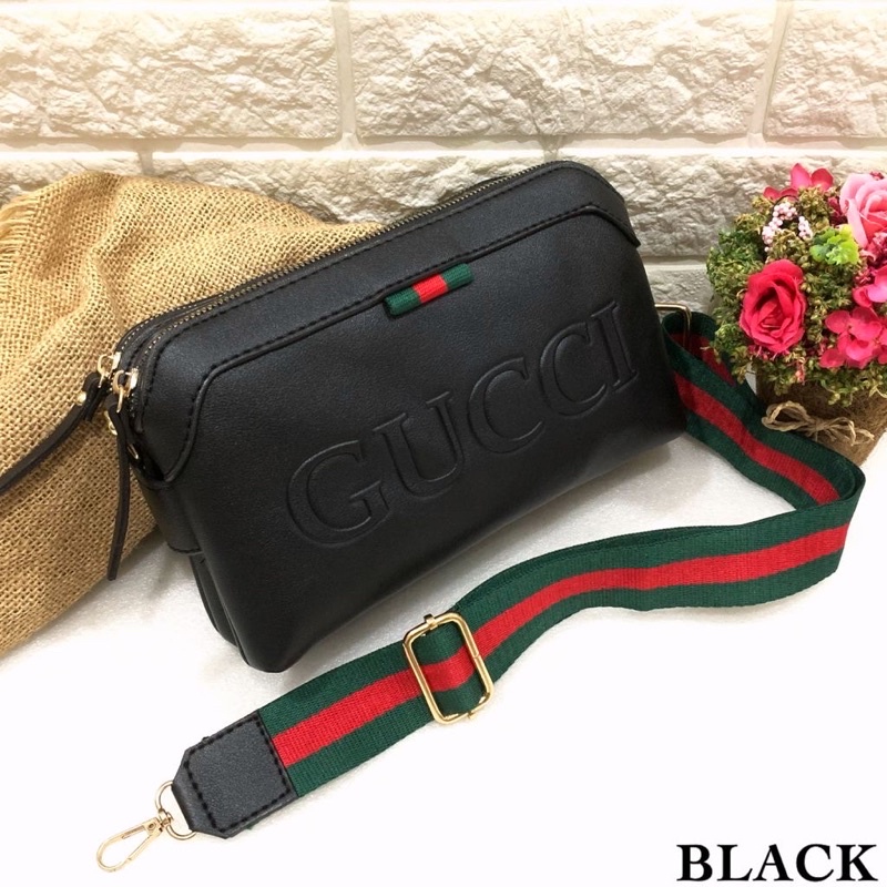 TAS SLEMPANG GHUCHI ELEGANO 2 RUANG WANITA EMBOSS SUPER MOBILE