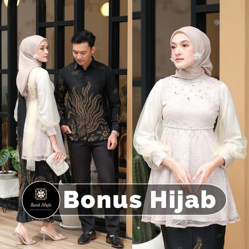 SET COUPLE NADINE LATTE / MAUVE | KEBAYA TERBARU KEBAYA MODERN KEBAYA LAMARAN KEBAYA WISUDA