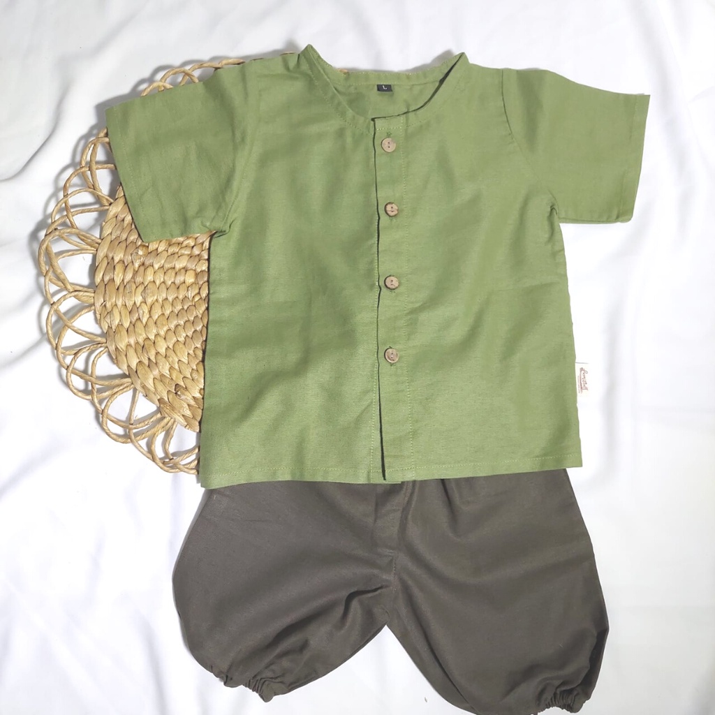 Kemeja Anak Laki-laki - Kemeja Linen Anak - Kemeja One Set Linen Anak - Kemeja Anak Lucu - Kemeja Se