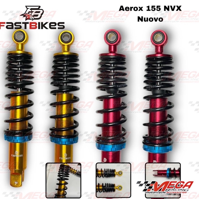 Shock Shockbreaker Belakang FASTBIKES Ring Sianblue Uk 280mm Bebek NVA Nouvo z Matic Aerox 155