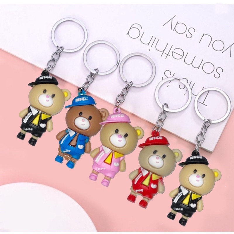 GANTUNGAN KUNCI BEAR TOPI / GANTUNGAN KUNCI BERUANG TOPI / BEAR KEYCHAIN IMPOR