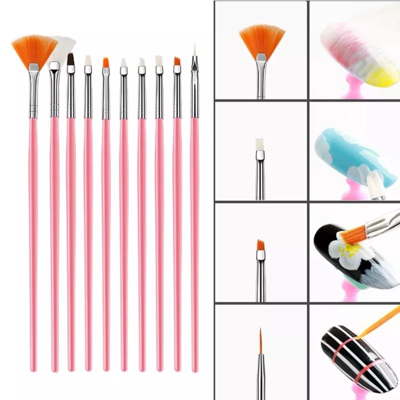 Kuas Kuku Nail Art Brush Kutek Plus Dotting 15pcs + Lampu LED UV / Mini 6W Portabel Nail Dryer / Pengering Kutek LED / Bisa di Lipat / Mesin Fototerapi / Lampu