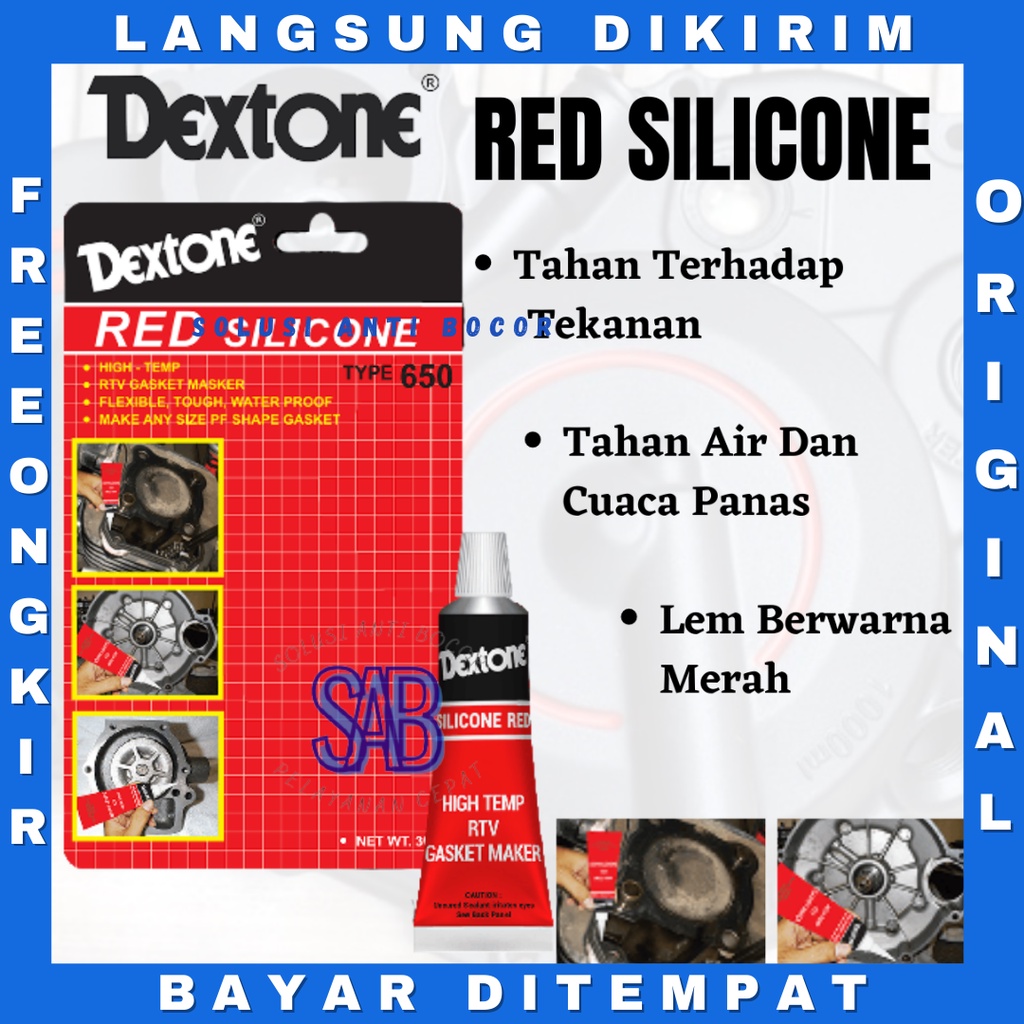 Jual Lem Mesin Packing Gasket Maker RTV 650 High Temp Dextone Red
