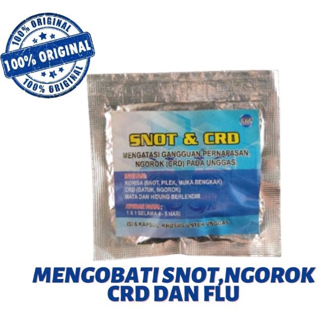 OBAT AYAM SNOT & CRD MENGOBATI NGOROK FLU BATUK PILEK GANGGUAN PERNAFASAN MUKA BENGKAK PADA UNGGAS A