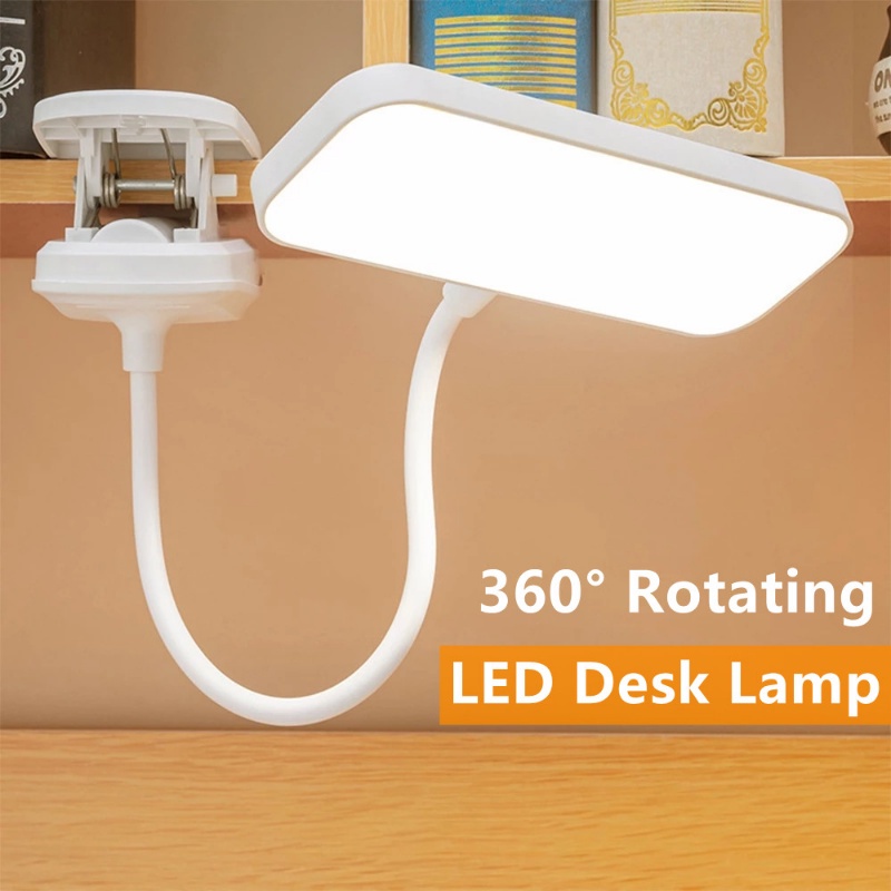 Lampu Tidur USB Rechargeable360° Lampu LED Fleksibel Dengan Klip 3gear Lampu Meja Baca Adjustable Pelindung Mata Belajar Pencahayaan Cocok Kamar Tidur Dapur Asrama