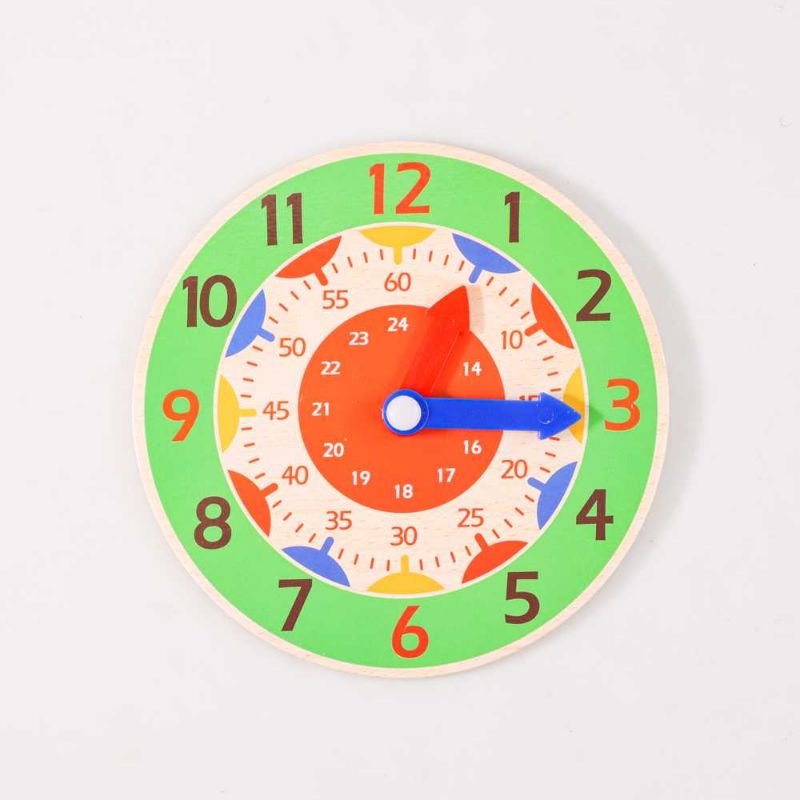 MYY Mainan Anak Montessori Clock Hour Minutes Children Toy - SZ0916 Hijau Green Melatih Kecerdasan Otak Anak mengenai waktu dan jam