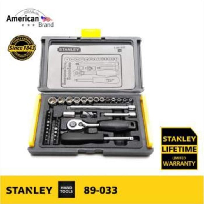 Shock Kunci Shock Set 1/4" - 6Pts Metric Socket Set - 35Pcs Stanley 89-033