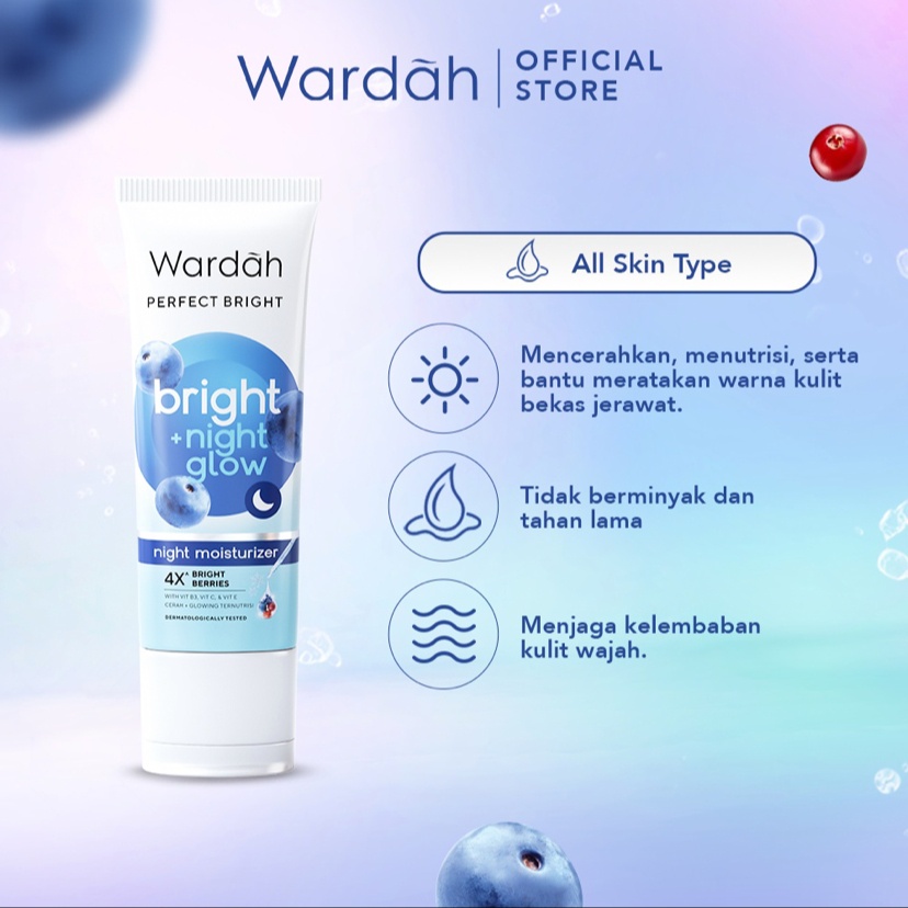 Wardah Perfect Bright + Night Glow Night Moisturizer | Pelembab Wajah