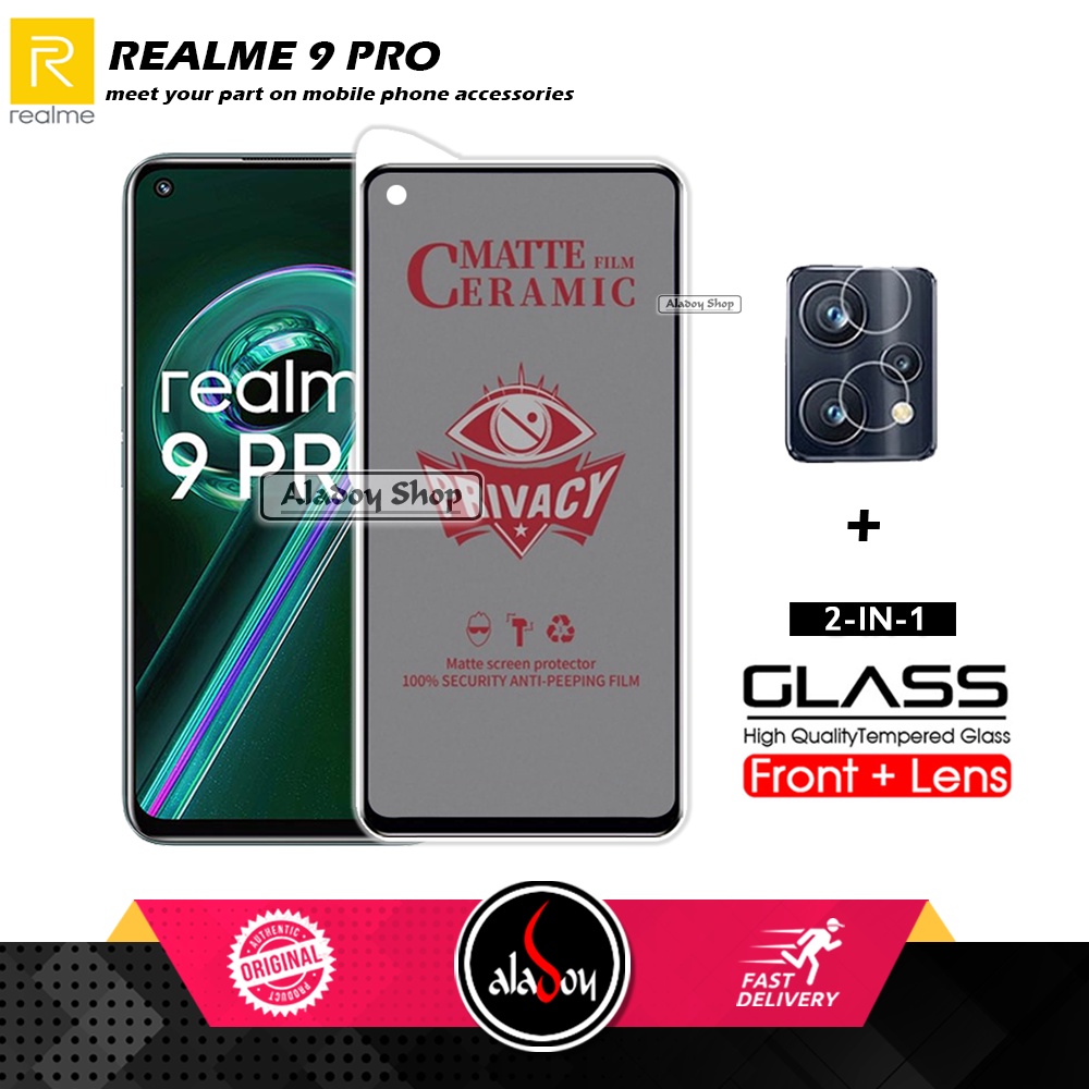 PAKET 2IN1 Anti Gores Privacy Realme 9 Pro + Tempered Glass Kamera