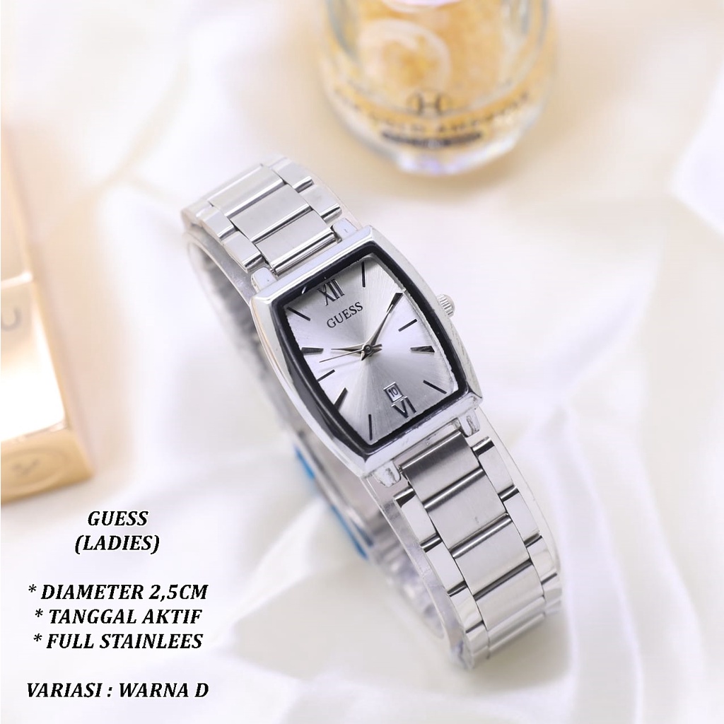 (BISA COD) JAM TANGAN WANITA GUESS LS-0122 FULL STAINLEES TANGGAL AKTIF