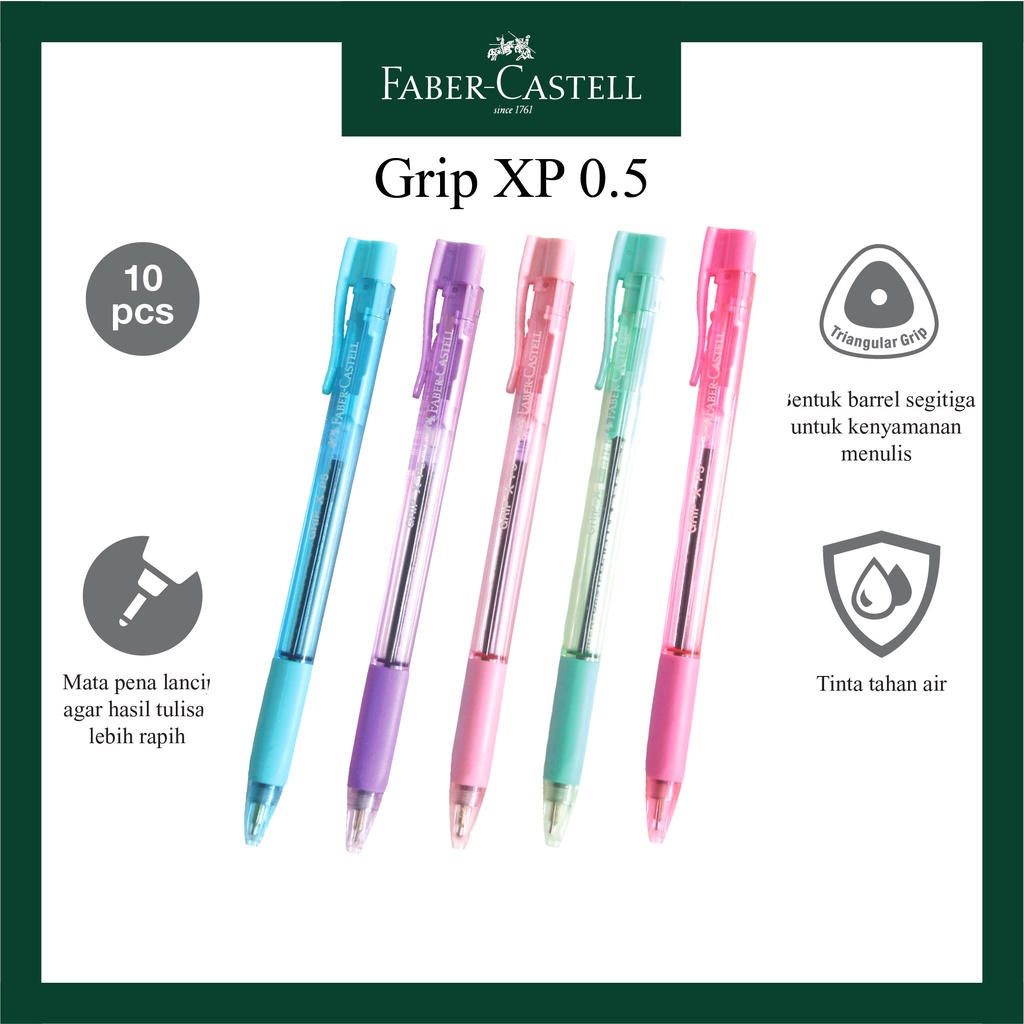

Pulpen Faber Castell Grip X P5 Tip 0.5 mm 4 Barrel Tinta Hitam SATUAN - SHSNP