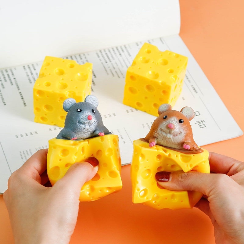 Mainan Pop it Squishy Karet Silikon / Mainan tikus Keju Lucu Remasan / Mainan Squishy Tikus Pohon / 