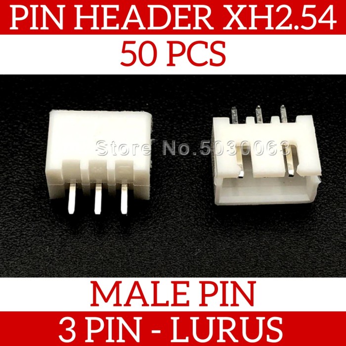 Isi 50 Pcs Konektor Pin Header Male XH2.54 3 Pin 3P Lurus Straight