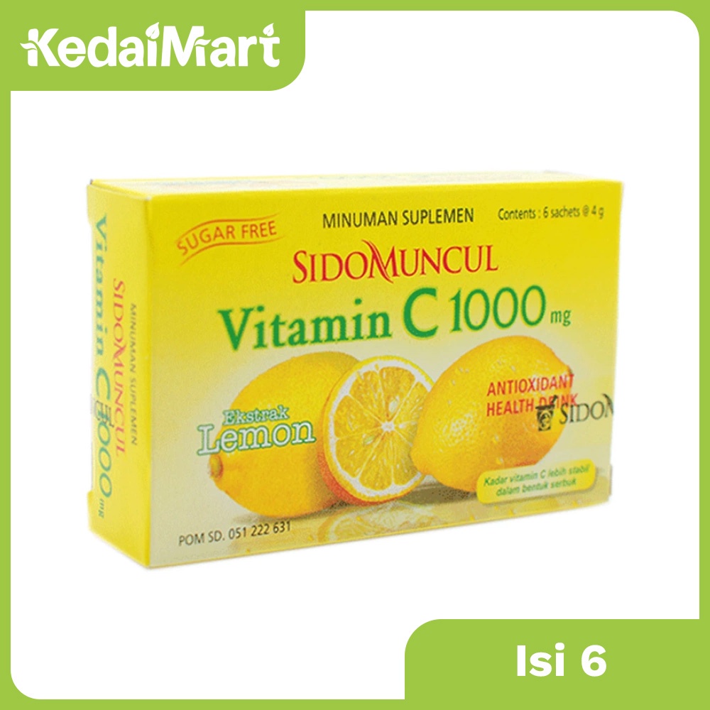 

Sido Muncul Health Drink Vitamin C1000 Lemon Box 6 x 4 Gram