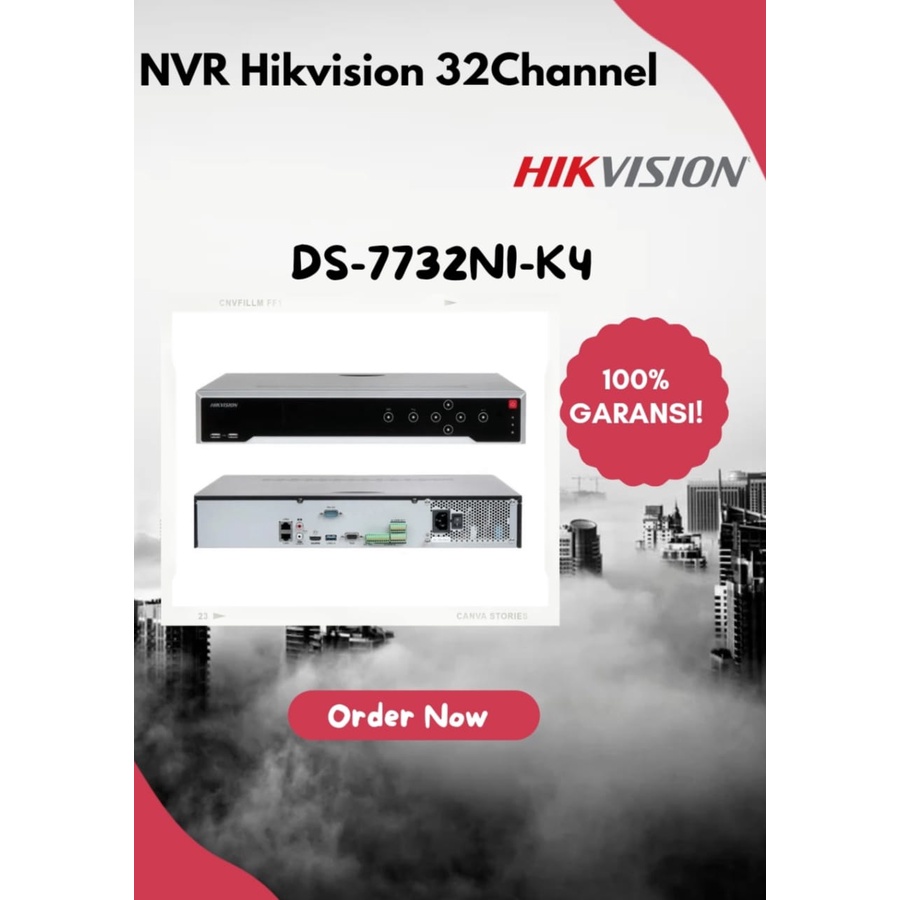 NVR Hikvision DS-7732NI-K4 NVR IP Camera 8MP CCTV 32Ch 4K garansi resmi