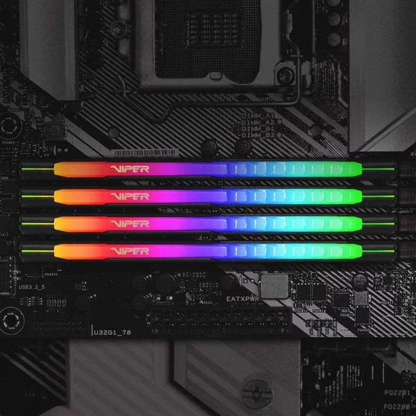 RAM PC PATRIOT Viper Steel RGB 16GB, 32GB, 64GB Kit Dual Channel DDR4 3200Mhz CL18