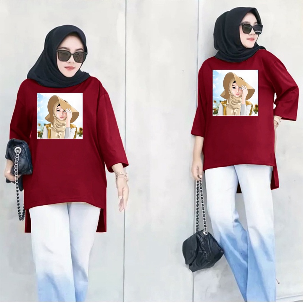 GSC - Long Tunik Anime 030 / Tunik wanita dewasa / Tunik panjang motif / Tunik wanita hijab / Tunik wanita bahan moscrepe