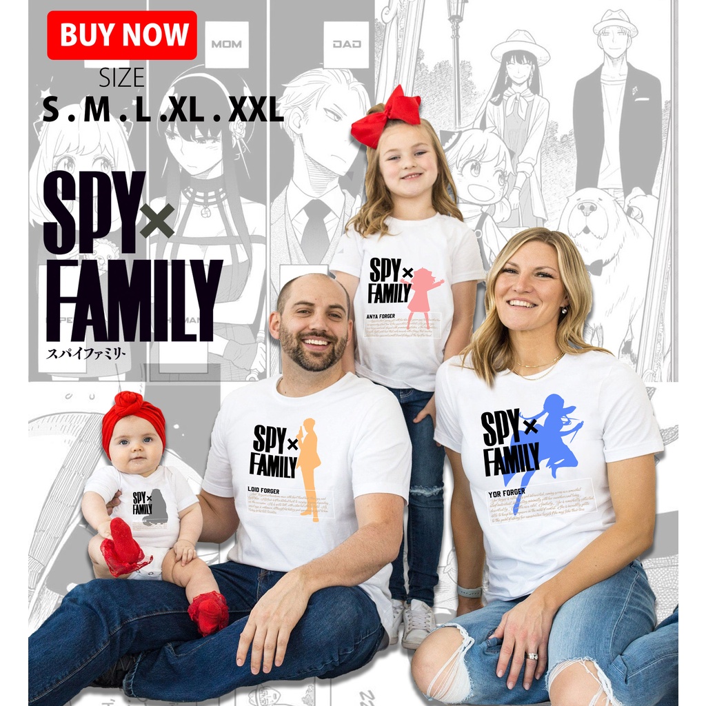[FREE NAMA !!] Kaos / Baju Spy X Family Anak / Couple Family / Keluarga / Baju Anak Laki / Perempuan Bahan Katun Cotton Combed 30s