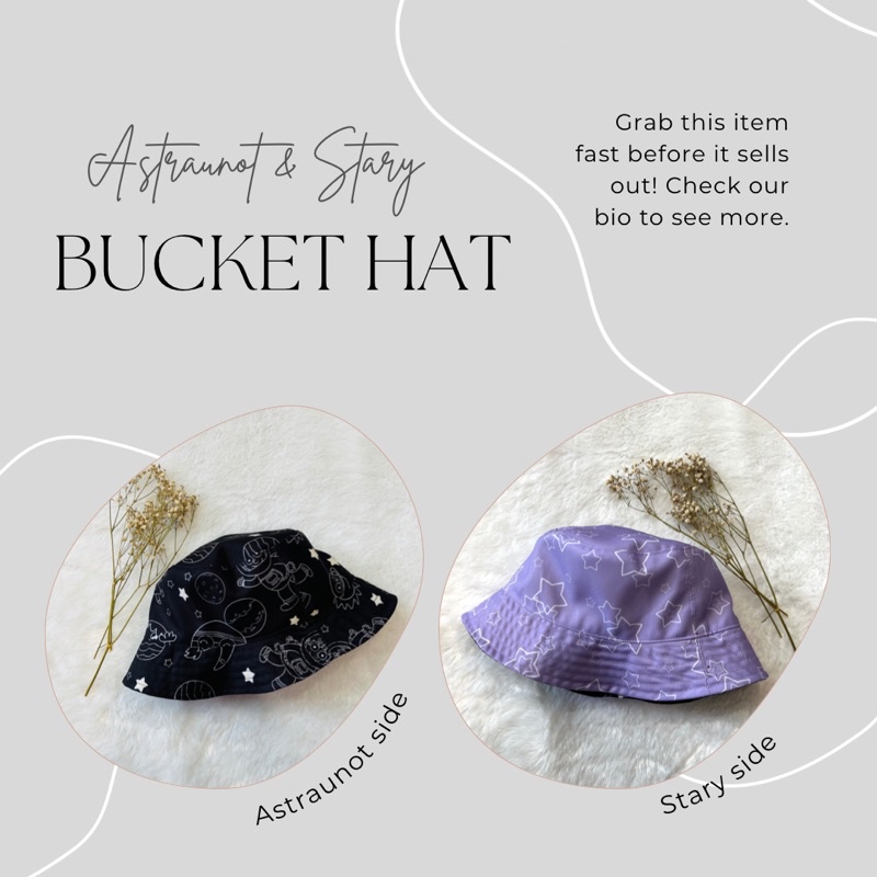 Topi bucket hat / bucket hat motif / bucket hat bolak balik / motif astraunot/ motif stary / lylia d