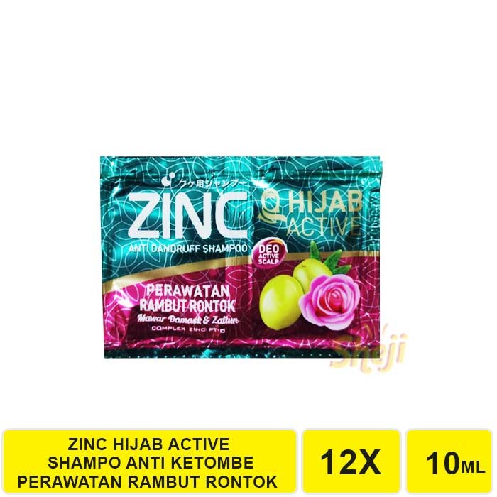 SHAMPO ZINC SACHET 1 RENCENG ISI 12 SACHET / SHAMPO ANTI KETOMBE ZINC - HIJAB_RONTOK