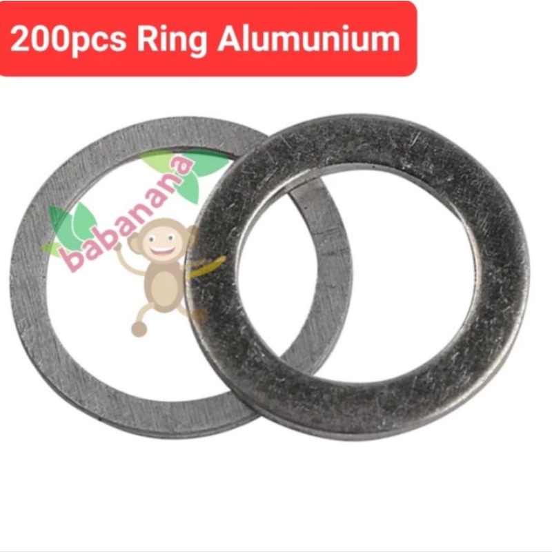 200pcs Flat Washer Stainless Ring Cincin Rata Gelang Silver Kit Set