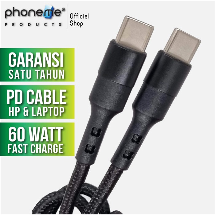 PhoneMe PD Cable Nylon Woven 60W 1m 2m Kabel Data Type C - C