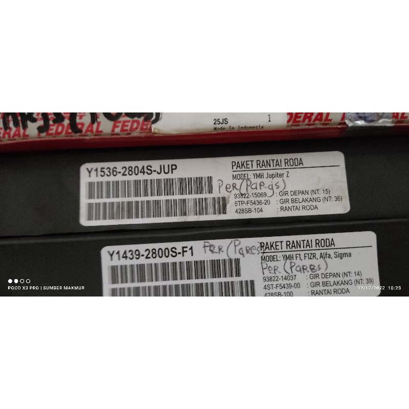 gear set vega r Jupiter z indopart gear depan belakang dan rantai