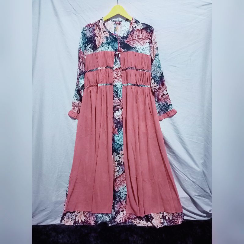 gamis taris busana viscose mix ceruty dusty pink