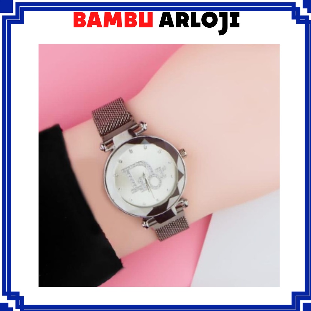 (BAJ) JAM TANGAN WANITA ANALOG RANTAI MAGNET DIAMOND MURAH GROSIR FASHION KOREA LOGO DR034